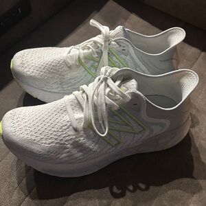 New Balance White Sneakers with Neon Green Highlights